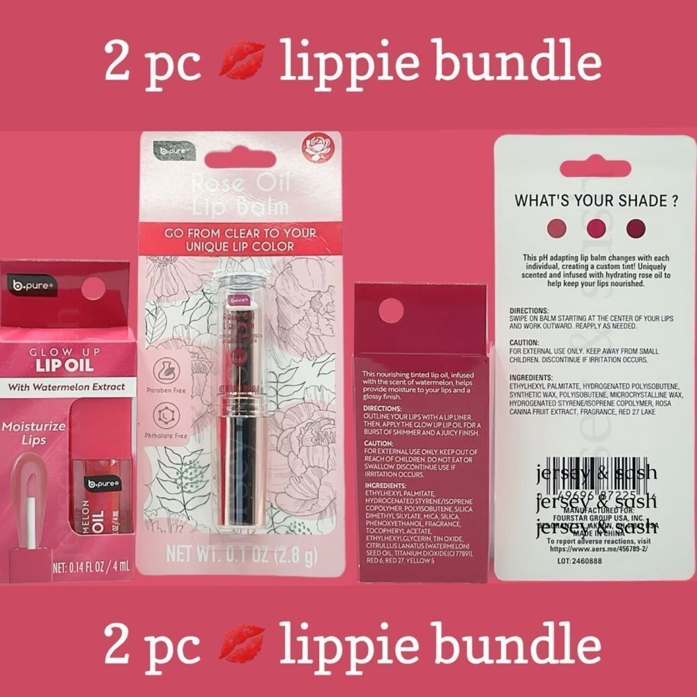 NIB NOURISHING TINTED GLOW UP LIP OIL 🍉 EXTRACT PH ADAPTING 🌹 OIL LIP BALM BNDL